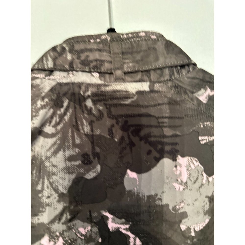MEMBER'S‎ ONLY Jacket Satin Camo Pink Army Green Racer Bomber Boyfriend Size 10 - Picture 12 of 13